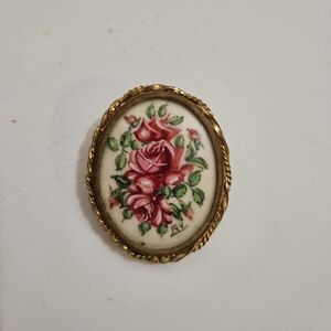 Antique Limoges St.Martial Made in France Signed Floral Pin